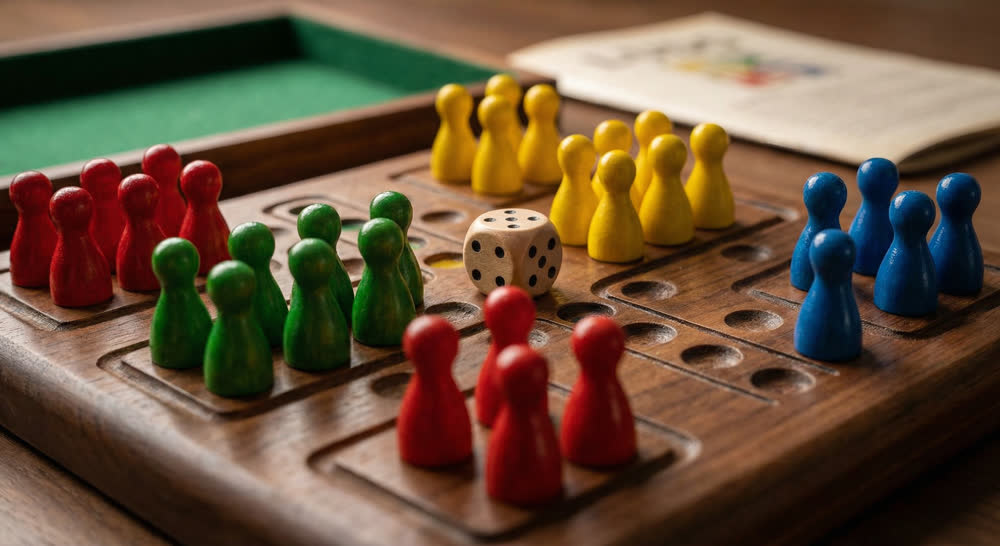 KheloBhai Ludo tokens and dice close-up